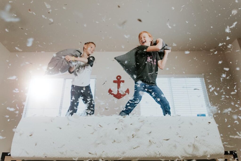 kids having a pillowfight Homemade Easy Playdough Recipe kids having a pillow fight