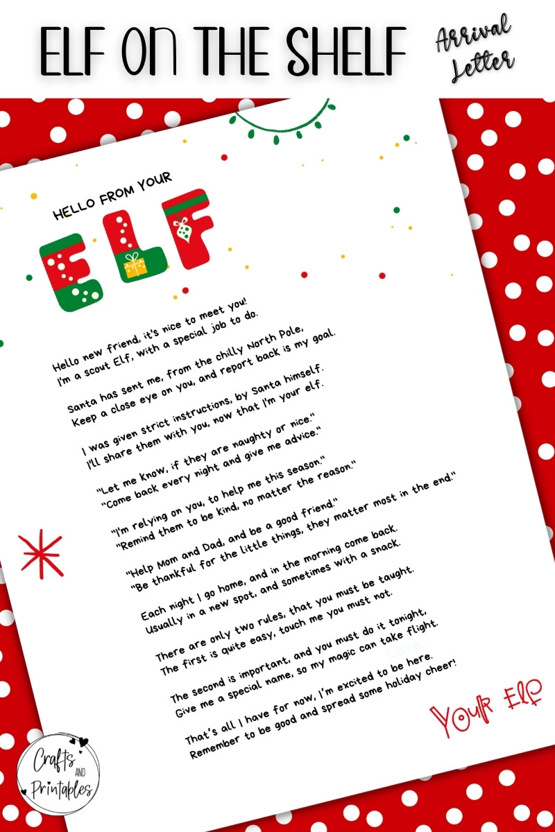 Elf on the Shelf Arrival Letter Template