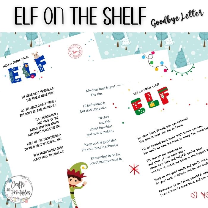 Letter from Elf on the Shelf Goodbye Printable