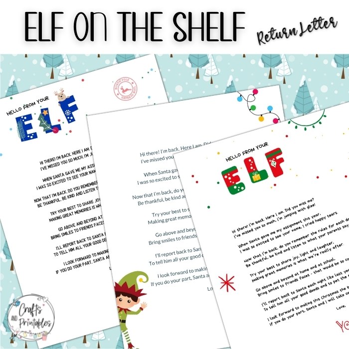 Elf on the Shelf Return Letters