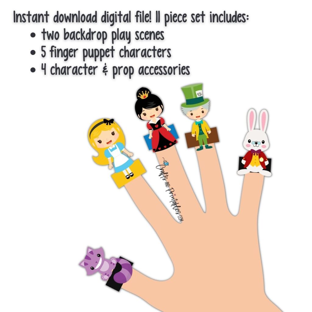 Alice in Wonderland printable Finger Puppets