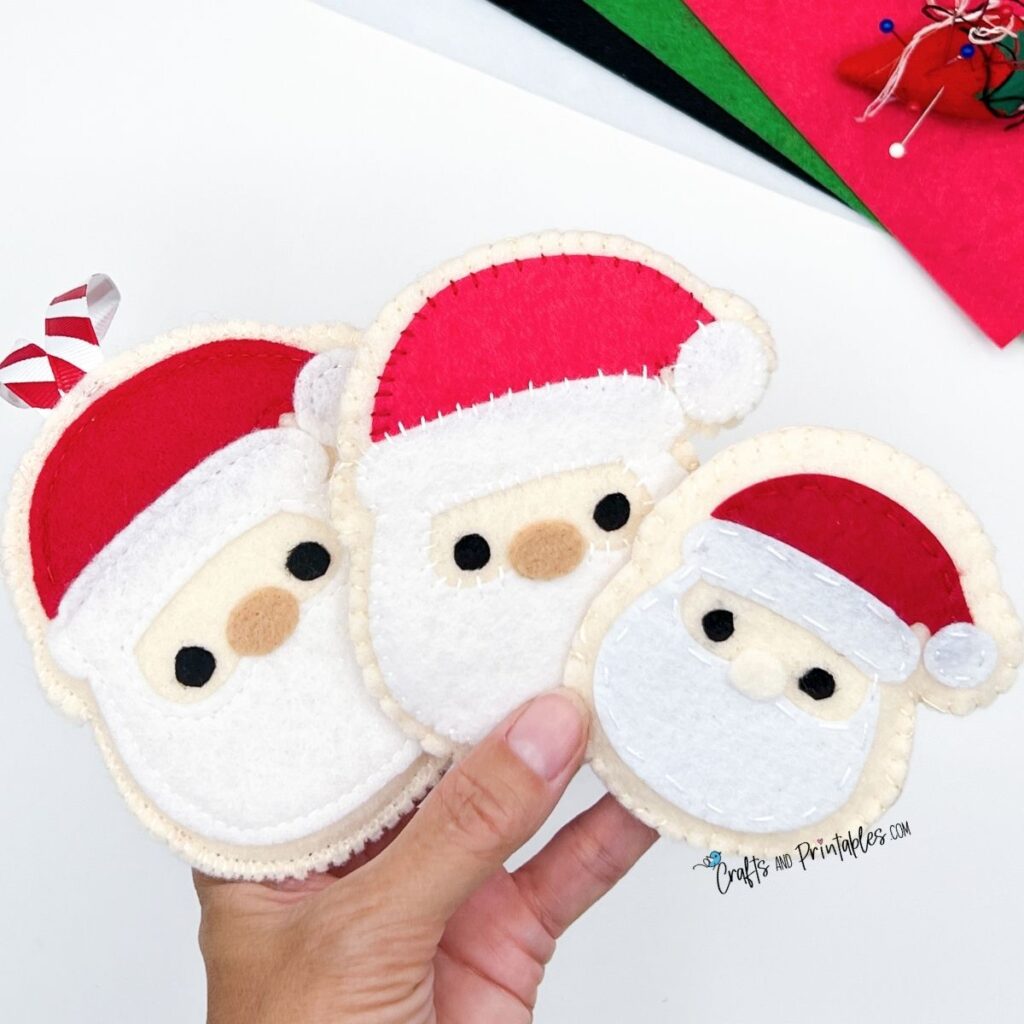 Felt Christmas Craft Santa Cookie Ornament All three styles -