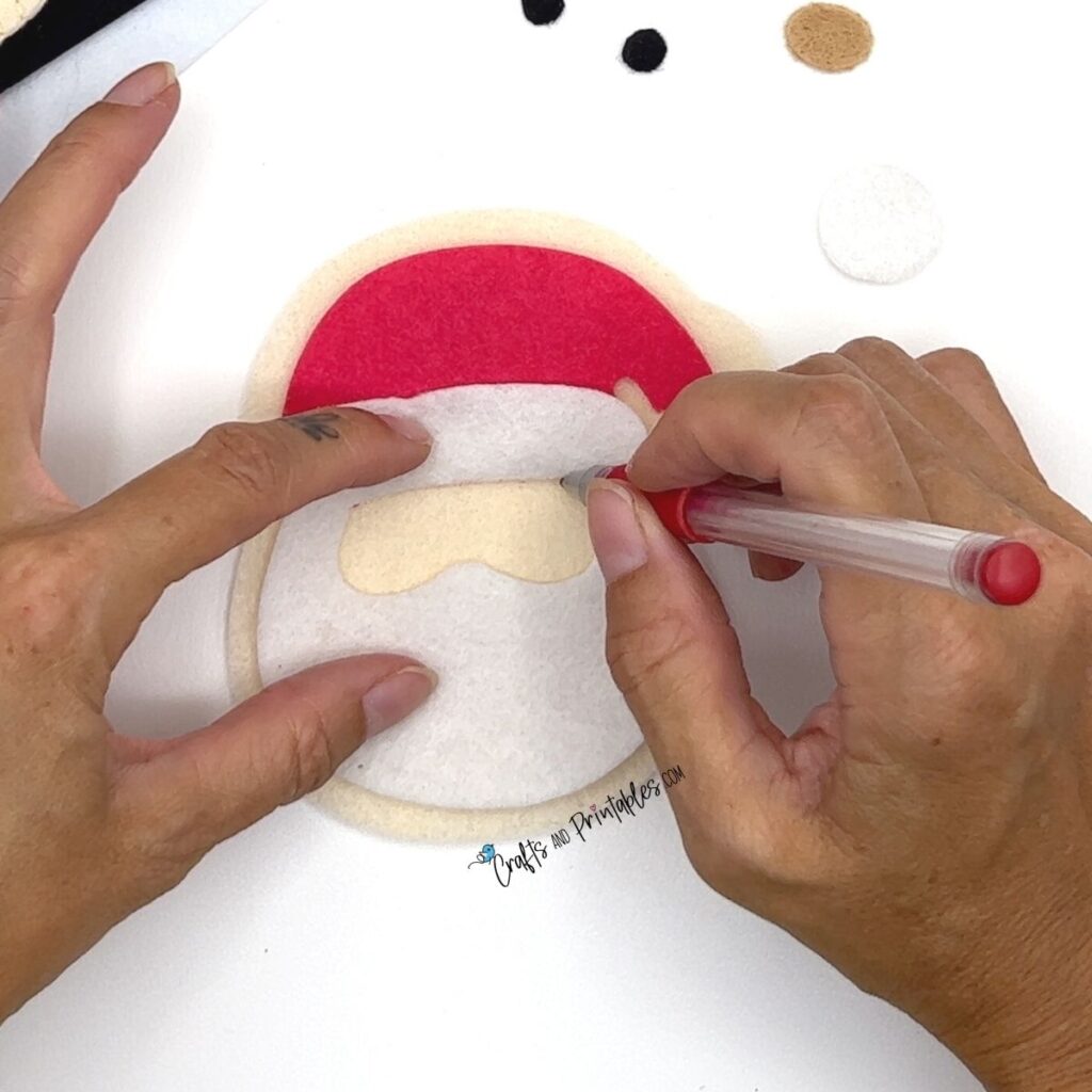 Felt Christmas Craft Santa Cookie Ornament In Process -