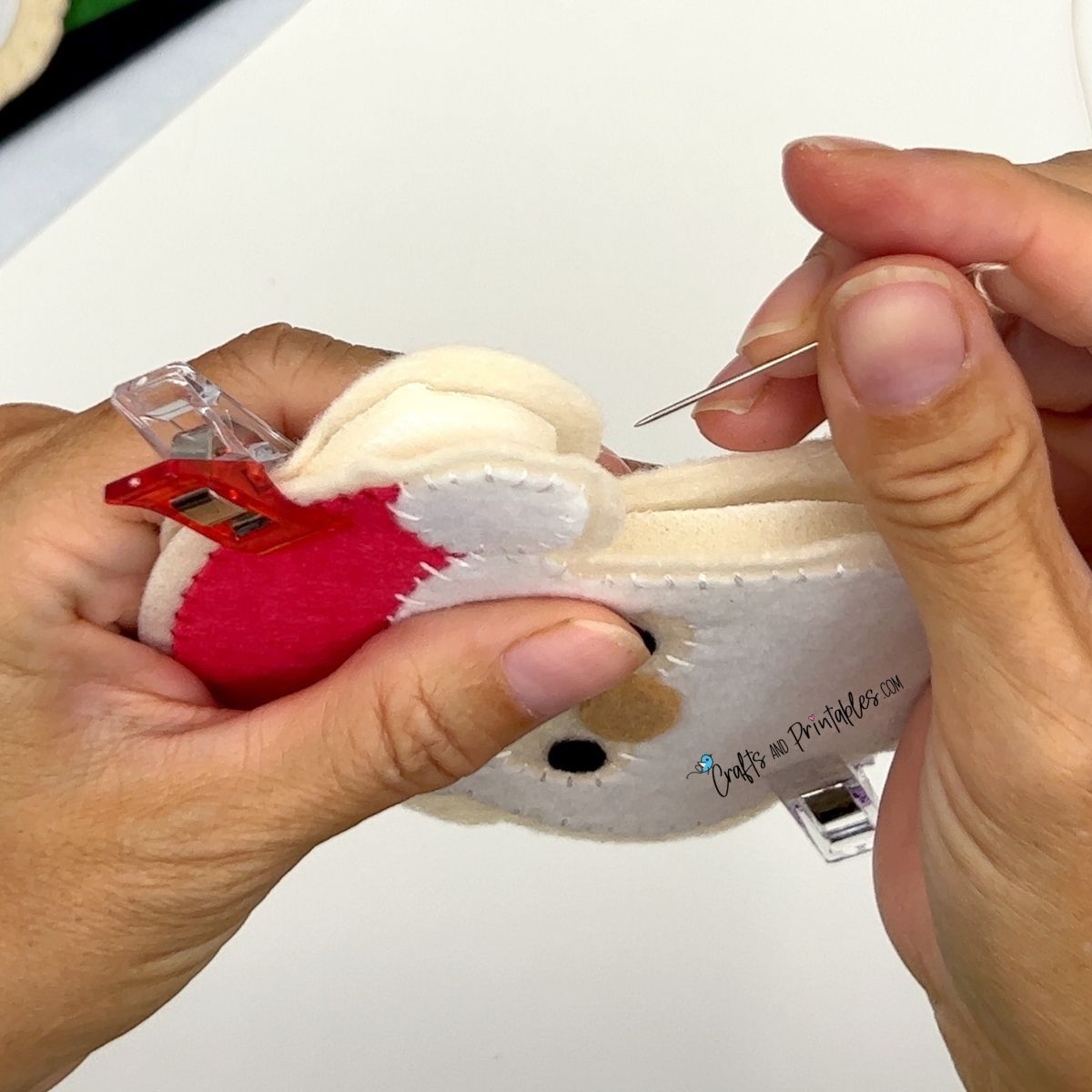 Felt Christmas Craft Santa Cookie Ornament In Process -