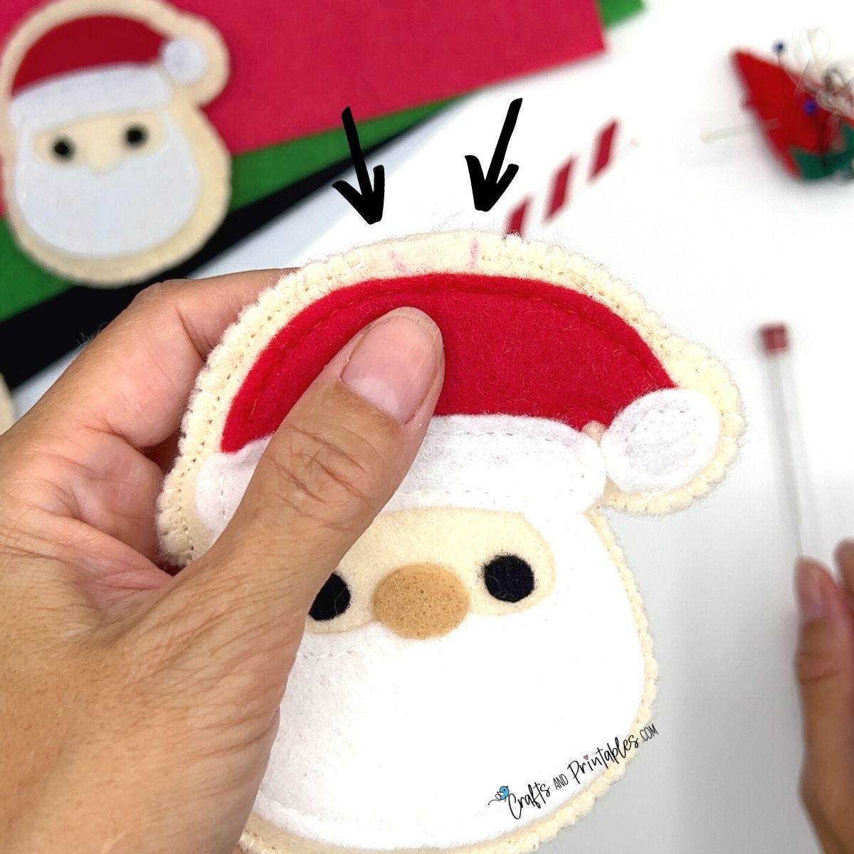 Felt Christmas Craft Santa Cookie Ornament Ornament Option -