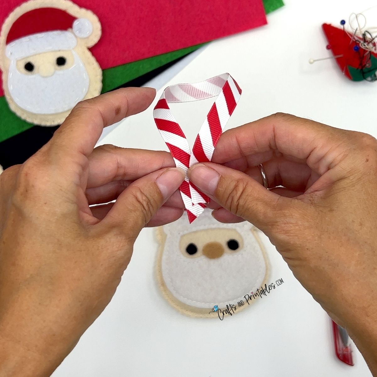 Felt Christmas Craft Santa Cookie Ornament Ornament Option -